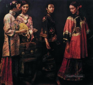 中国 Painting - Beauties for the Road 1988 中国のチェン・イーフェイ
